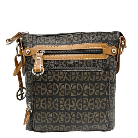 Giani Bernini Brown Block Signature Crossbody Bag - Picture 1 of 10